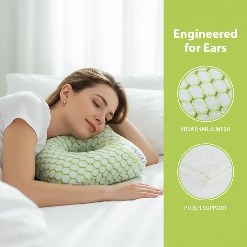 Cotton Filling Ear Piercing Pillow Breathable Ergonomic Pillow With Ear Hole Portable Comfortable Earring Pillow