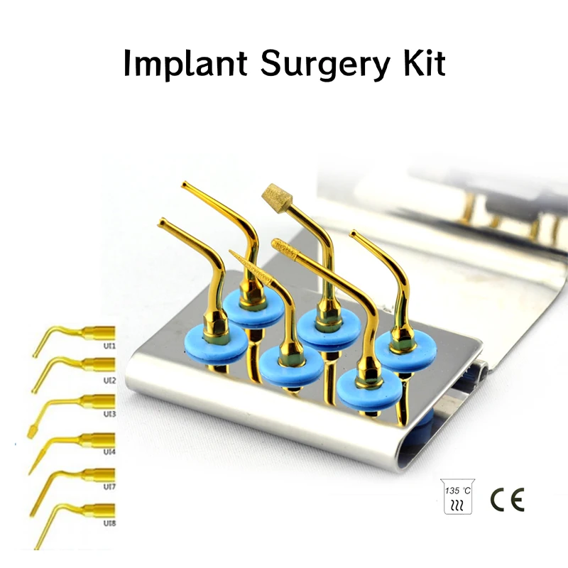 VVDENTAL Implant Surgery Kit for MECTRON/NSK/WOODECKER/SATELEC/DMETEC Dental Implant Surgery Work Tip WSIK Set UI1-UI8