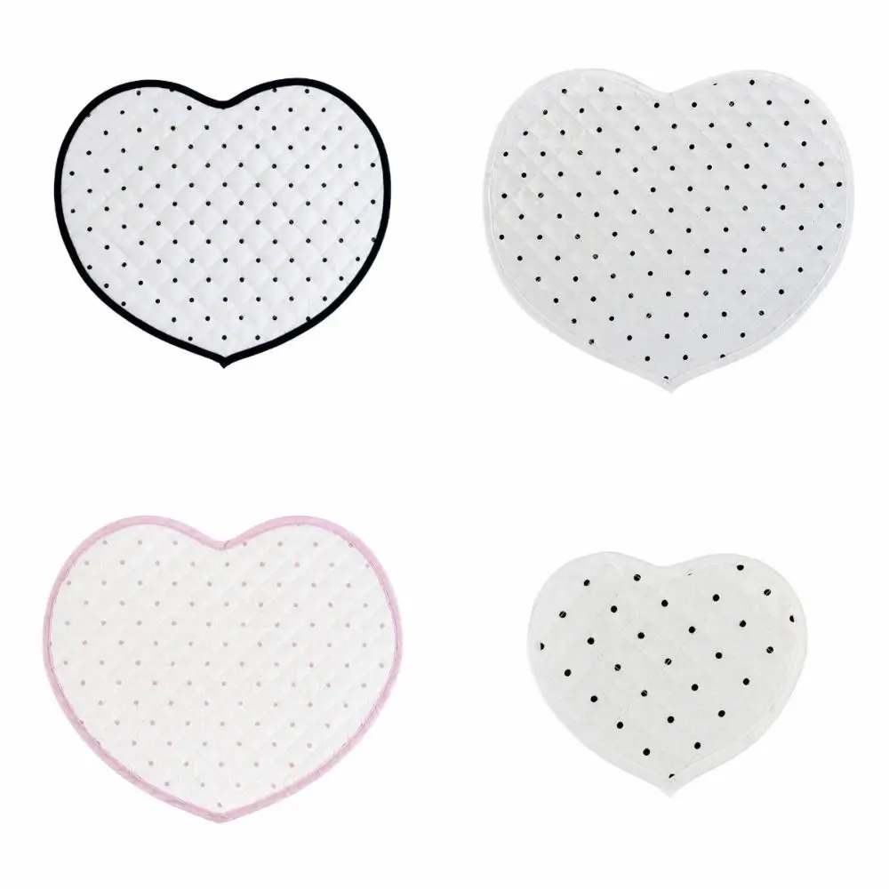 New Polka Dot Heart-shaped Placemats Cotton Plaid Insulating Table Mat Black Decorative Fabric Coaster Home Decor