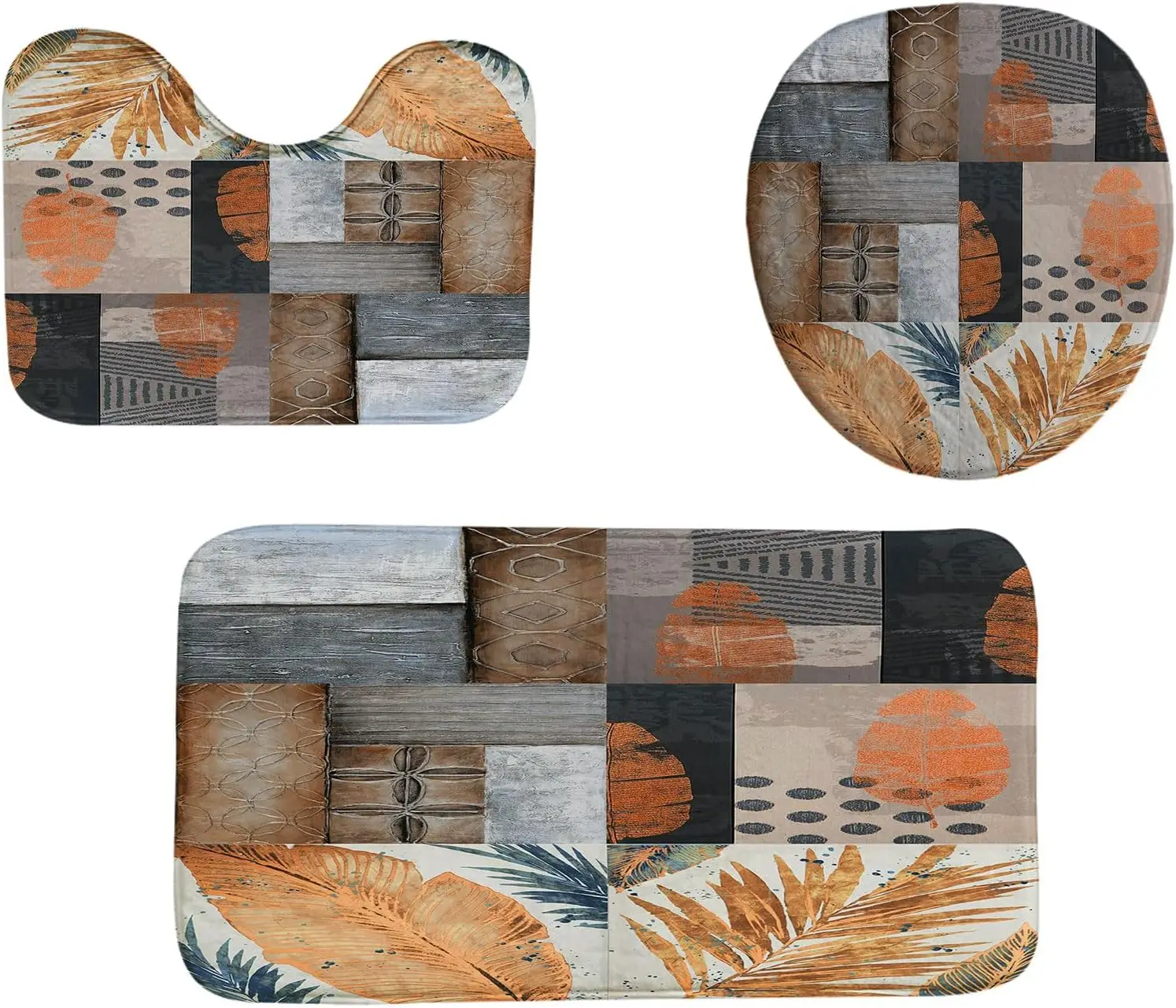 

3 шт. набор абстрактных настенных ковриков для ванной, коврик из пены с эффектом памяти с квадратным принтом плитки, супермягкий нескользящий ковер для ванной комнаты, который можно стирать в машине