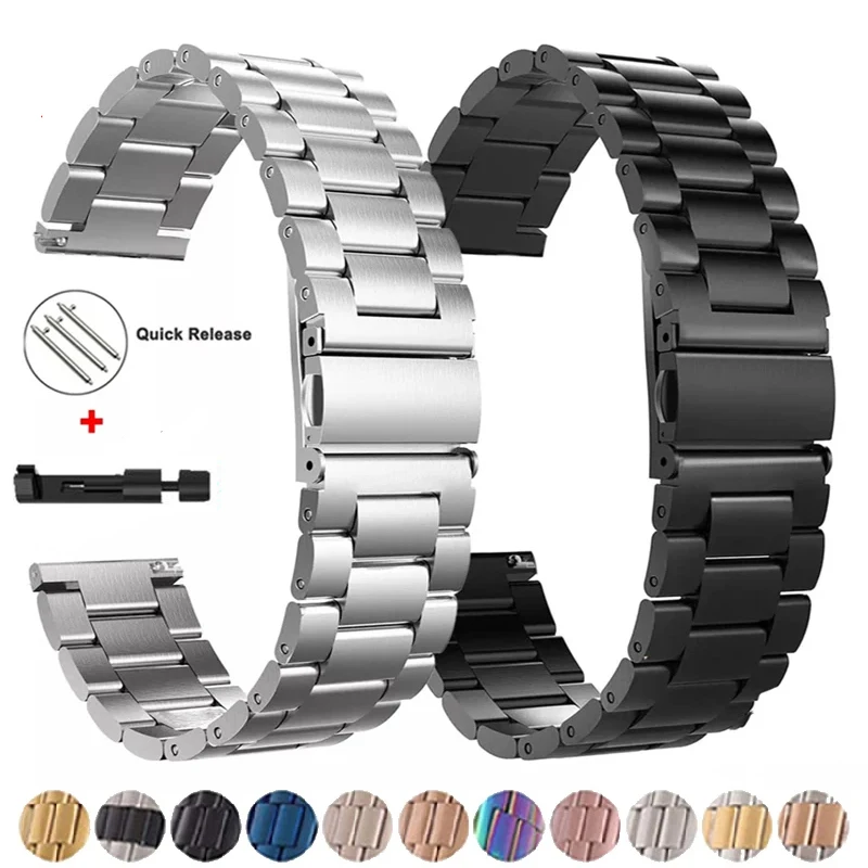 

22mm 20mm Strap for Samsung Galaxy 7 6 5 4 40/44mm 6Classic Gear S3 Active2 Stainless Steel Bracelet for Huawei GT3 4Pro Amazfit