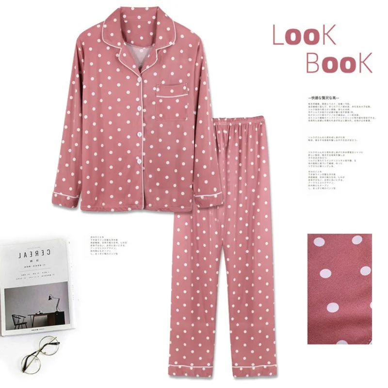 

Spring and Autumn New Pajamas Female Autumn and Winter Long-Sleeved Korean Suit Long Trousers Large Size Pajamas Homewear Suit