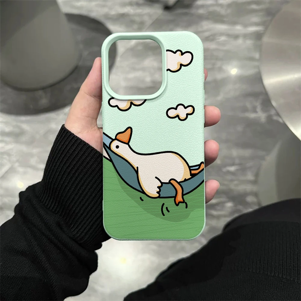Flachliegende Weiße Enten-Handyhülle für iPhone 17 16 15 14 13 12 Pro Max 16 15 14 Plus 17 16 15 14 Pro 17Air Silikon-Matt-Cover – Detail 10