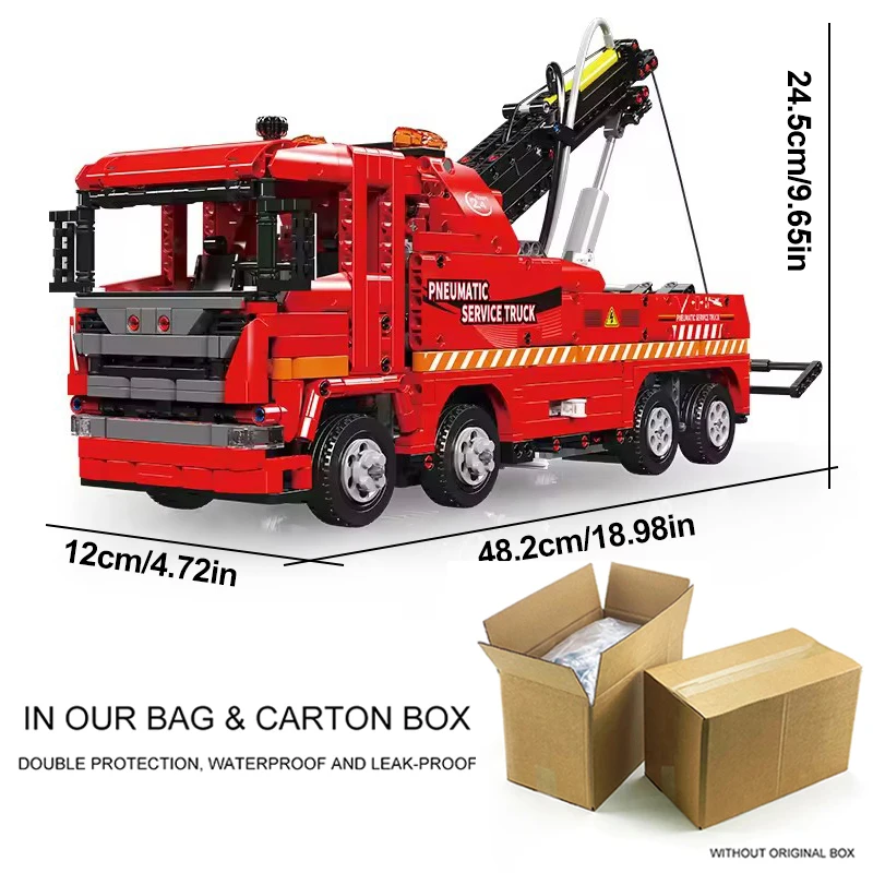 قالب King 19017 مركبة عالية التقنية لتقوم بها بنفسك لعبة وظيفية بمحركات تعمل بالهواء شاحنة إنقاذ بنة الطوب طفل هدية الكريسماس