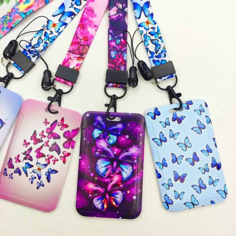 ผีเสื้อ ID ผู้ถือบัตร Lanyard หญิงประตูกรณีแขวนเชือกผู้หญิงผู้ถือป้ายสายคล้องคอธุรกิจการ์ดของขวัญ