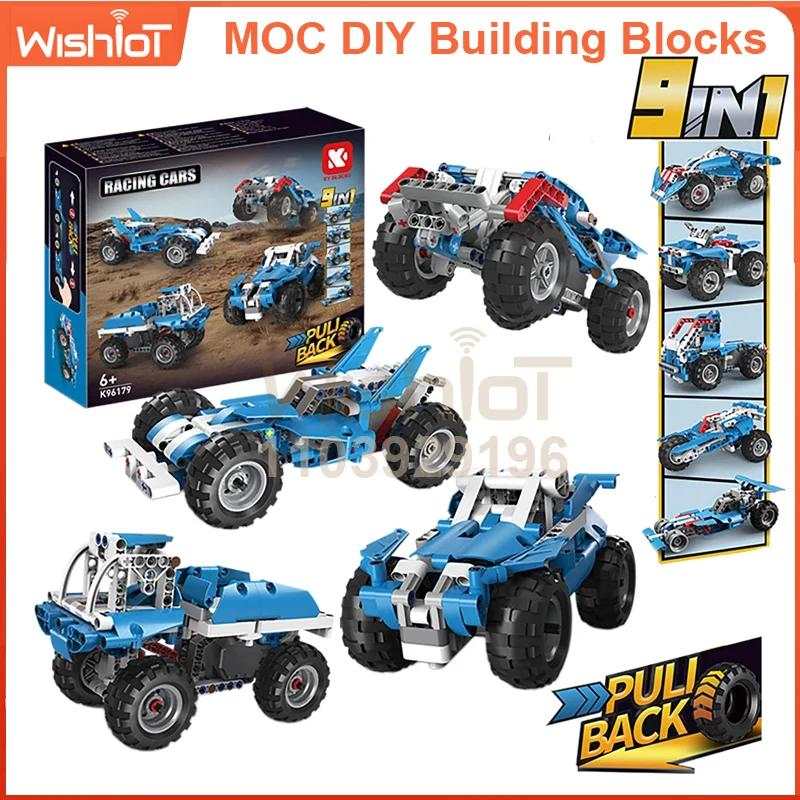 

96179 Stunt Car 9-in-1 Building Block Set 252pcs Rechargeable DIY Assembly Model Toy for Boys Kids Educational Gift