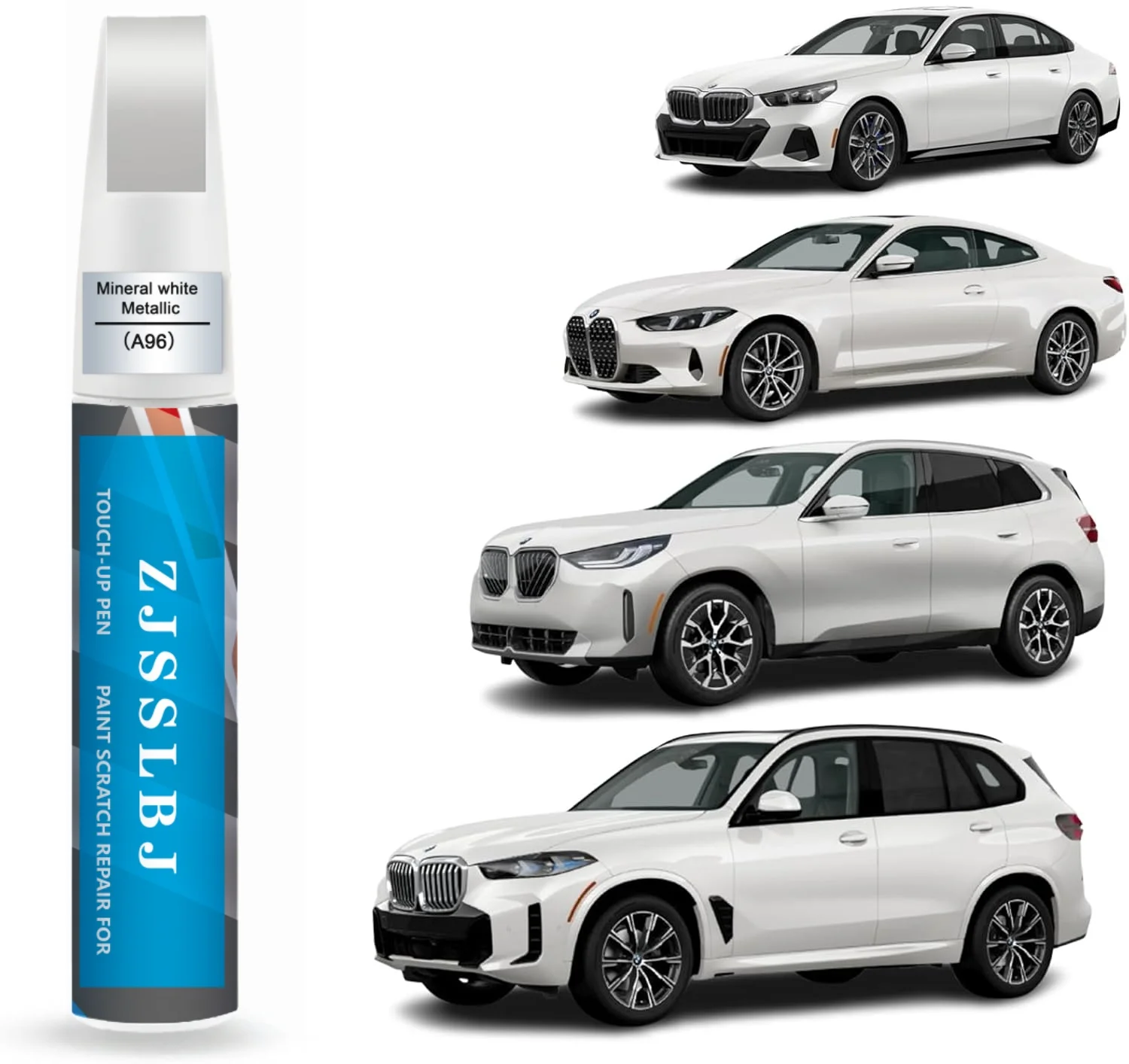 

Car Touch Up Paint(Mineral White Metallic(A96)) for BMW, Car Paint Scratch Repair Kit, Quick & Easy Solution to Repair, 2 in 1 S