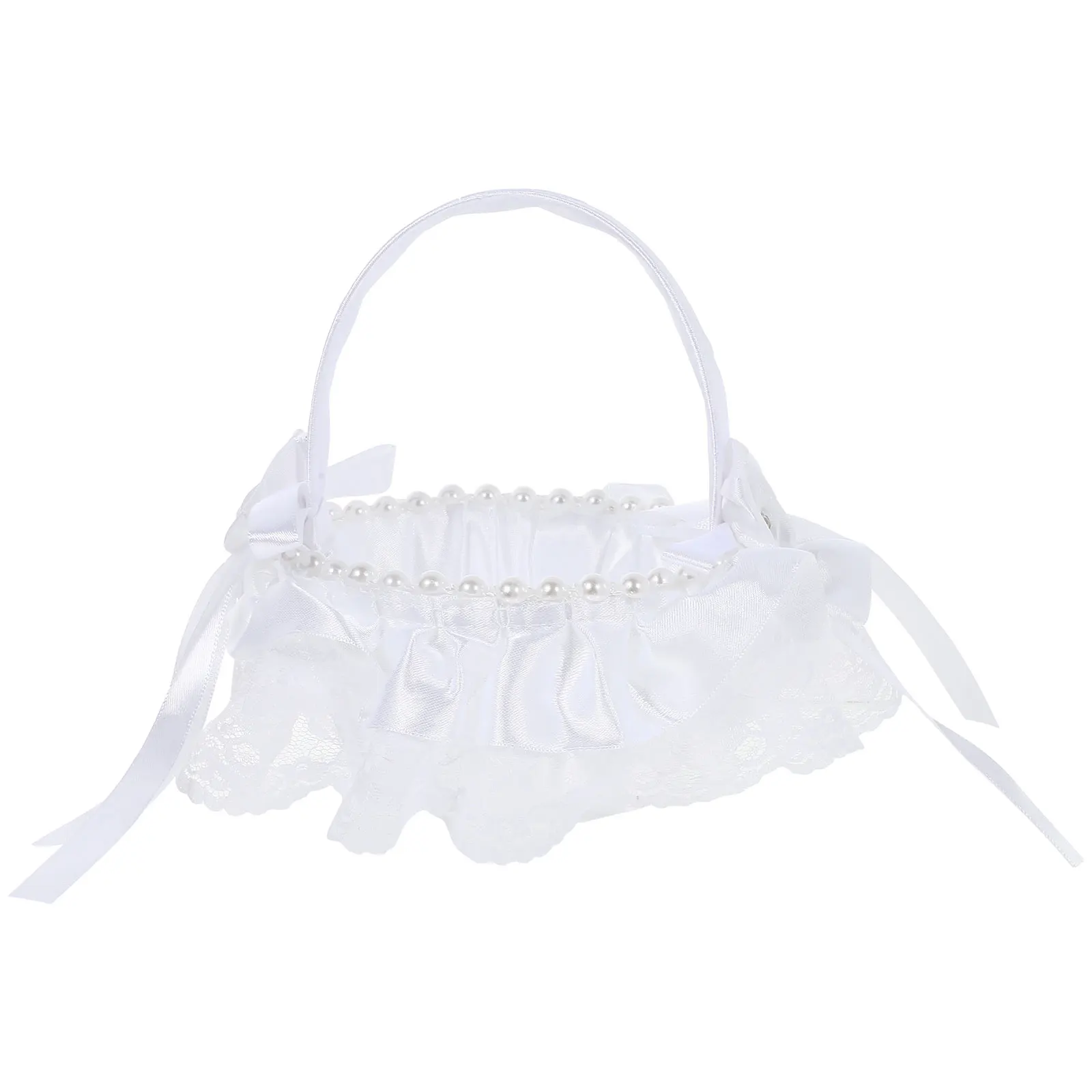 

Lace Flower Basket White Wedding Girl Baskets Decorative Bridal Bouquets Premium Cloth Romantic Elegant Storage