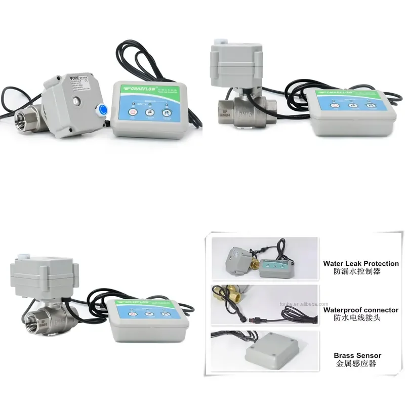 Tonheflow W22 Water Leak Detection System Alarm Leakage Sensor With 2 Way Motorized Valve