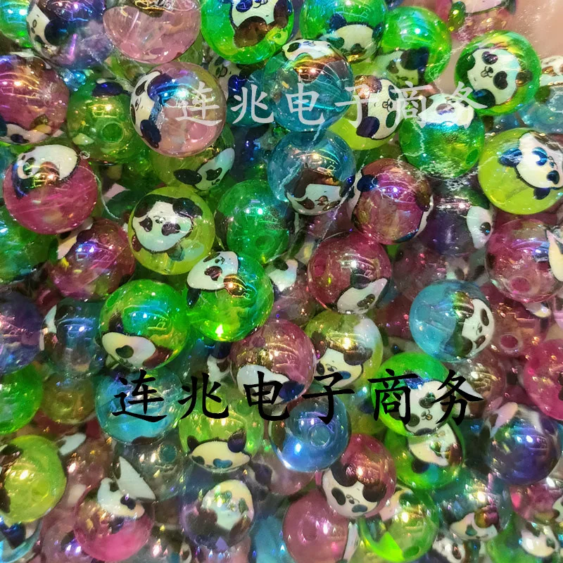 5pcs panda cartoon anime acrylic beads jelly background printed beads for diy jewelry making bracelets materials 16mm