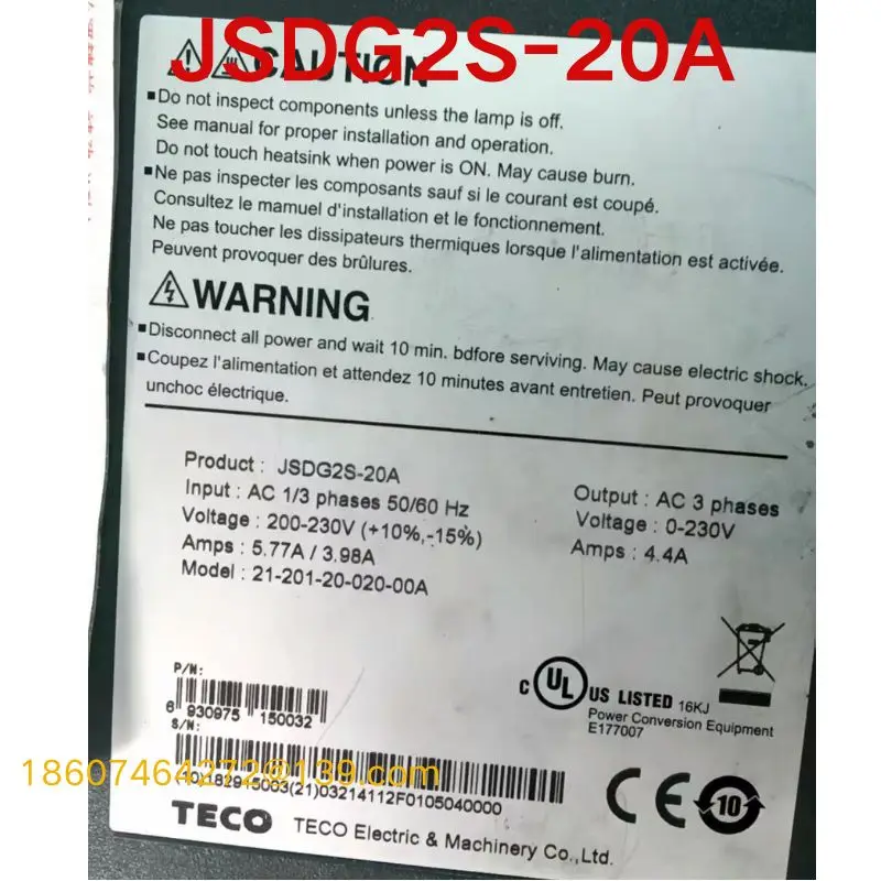 Second-hand test OK .Servo Drive JSDG2S-20A
