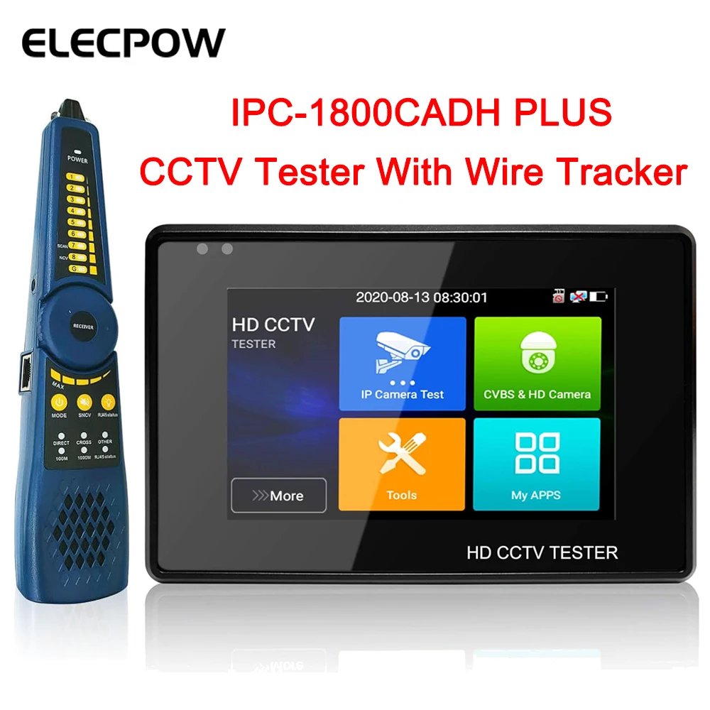 Elecpow IP Camera Tester, 1800ADH-Plus, Wire Tracker, 4 "Pulso, CCTV Tester, 4K, H.265, CVBS, CVI, TVI, AHD, Tester analógico