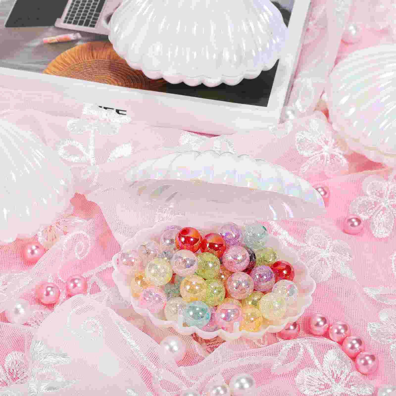 15 Pcs White Trinket Boxes Pearls Shells Shape Case Casemate Seashells Ornament Storage Jewelry Organizer