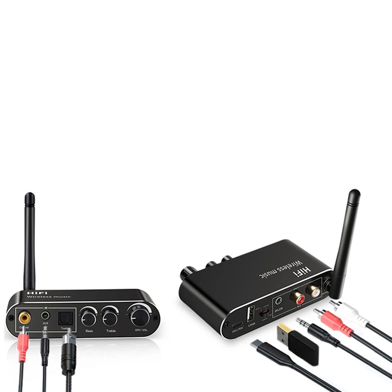 Digital-To-Analog Converter Bluetooth 5.1 Receiver DAC Optical/Coaxial To AUX 3.5 Mm Audio Output With Volume Control