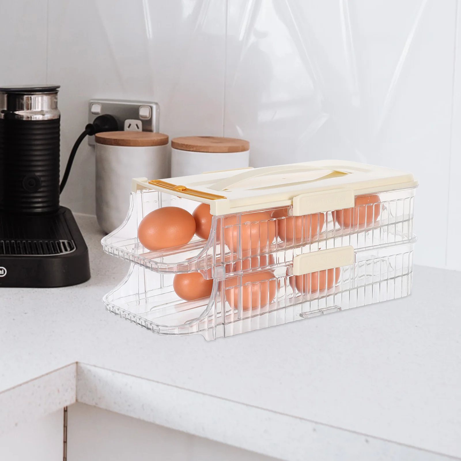 

32 Eggs Fridge Storage Box Refrigerator Egg Holder Transparent Organizer Space Saving Design for Door Tray Fresh Egg Keeper Rack