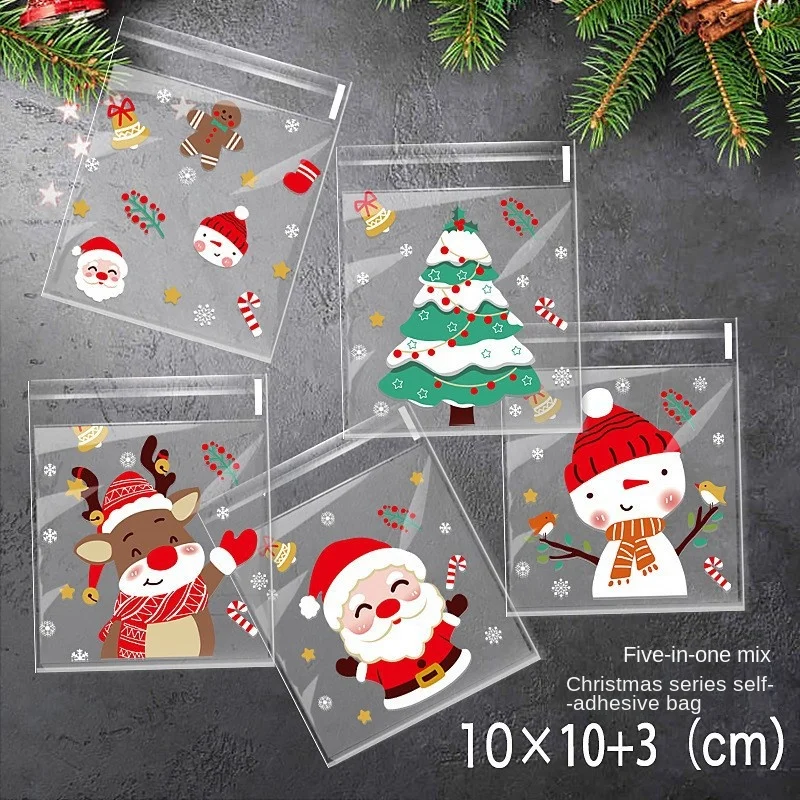 

Новый рождественский мультяшный милый мешок для конфет, праздничный мешок для печенья, упаковка для конфет, Opp, самоклеящийся рождественский праздничный подарочный пакет