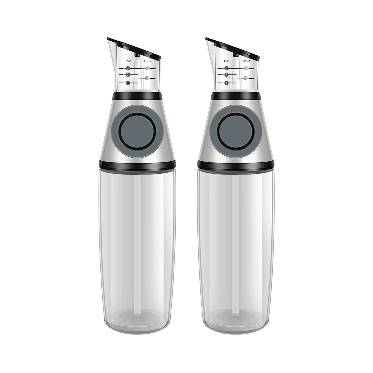 

2PCS Olive Oil Dispenser Bottle with Measurement Scale Cooking Oil Sauce Bottling Clear Glass Oil Bottles Container