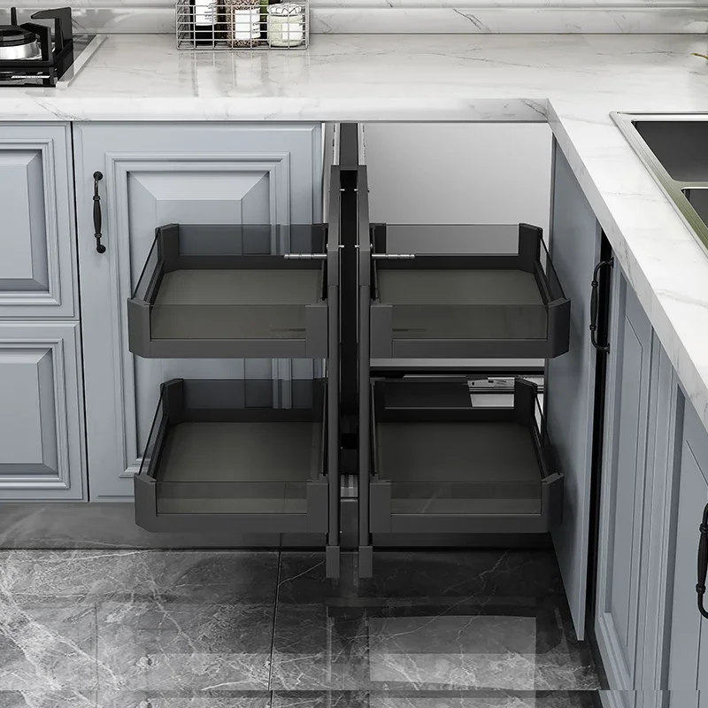 Corner pull basket kitchen cabinet storage rack corner