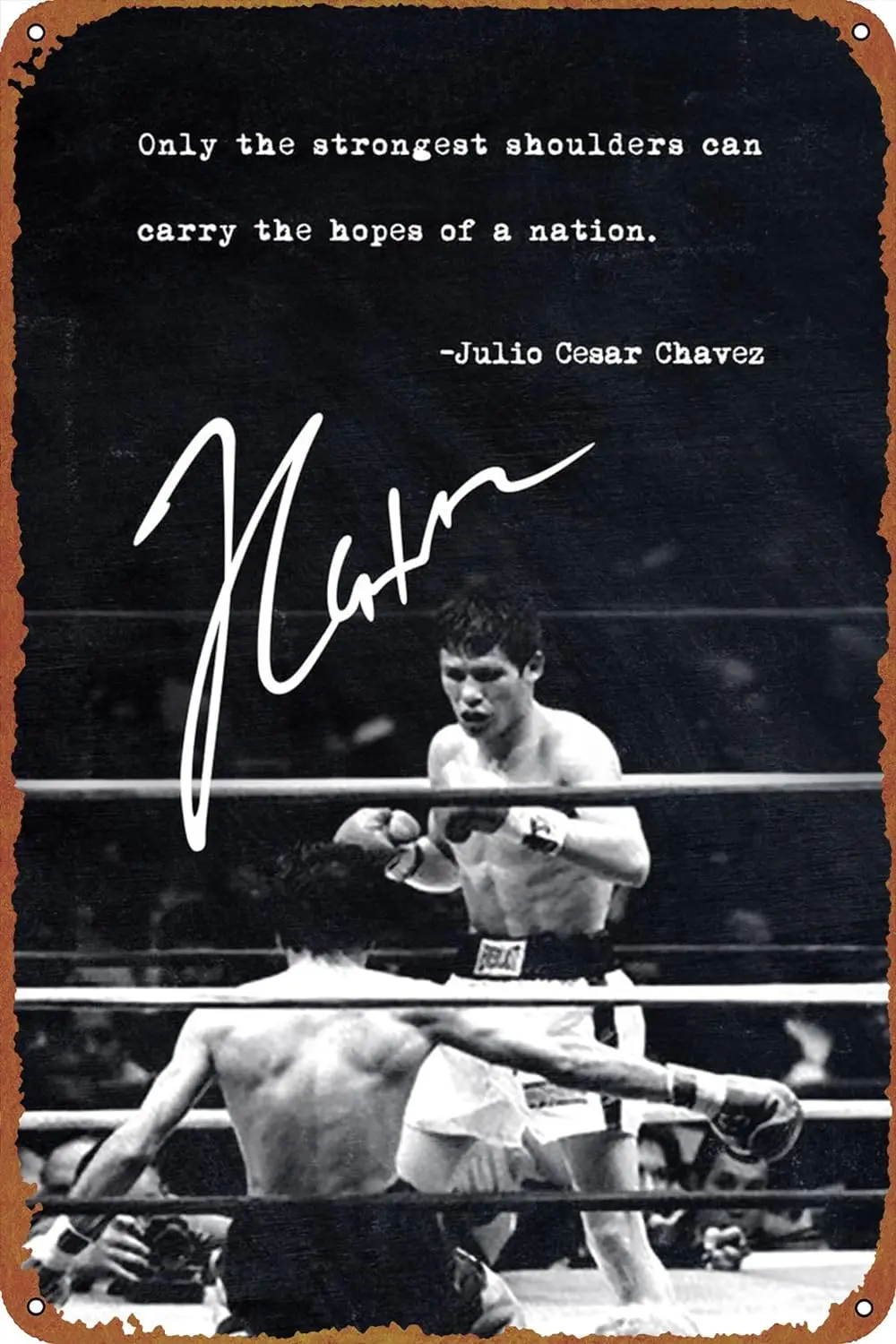 1P,Julio Cesar Chavez Boxing Poster Retro Metal tin Sign Halloween Tin Sign,Cave,Bar,Club, Home Wall Art Metal Tin Sign 8x12 inc