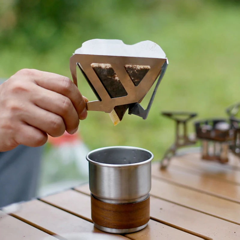 1PC Coffee Drip Rack Outdoor Camping Portable Stainless Steel Folding Funnel Filter Cup Coffee Stove Coffee Residue Filter