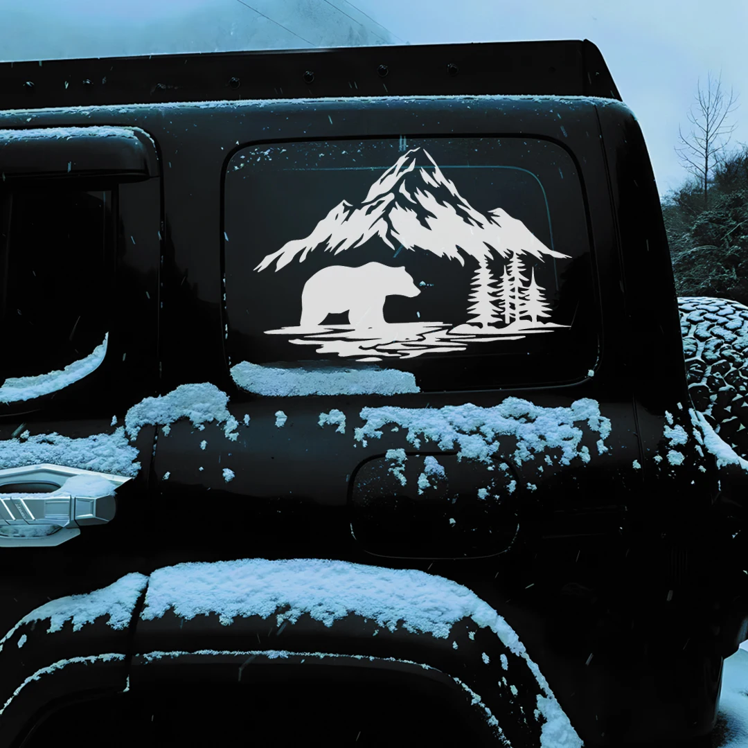 Bear Crossing Forest Adventure Pickup SUV Off-Road Car Sticker Window Glass Body Pull Flower Vinyl Decal Sticker - Image 5