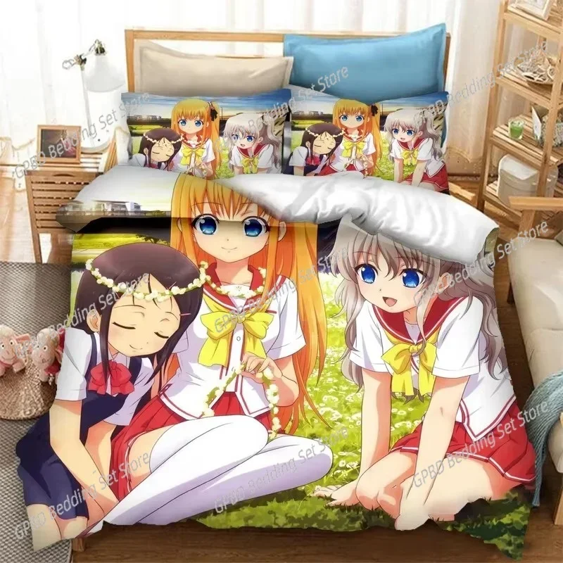 Anime Charlotte Tomori Nao 3D Bedding Set Duvet Cover Pillowcases Single Twin Full Queen King Size Home Decor Quilt Boys Gift