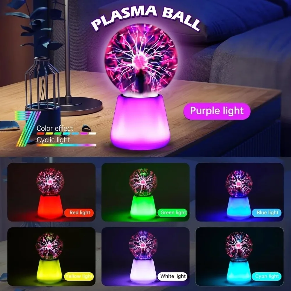 

3 Inch Plasma Ball Lamp Plasma Globe Touch Sensitive USB Powered Lamp Decorative Lamp Novelty Mood Lighting Science Toy