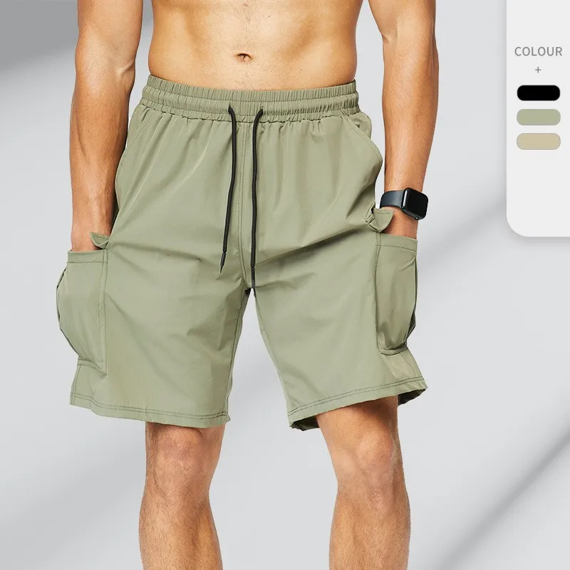 

Workwear gym shorts men's multiple pockets summer Sports quick drying running training thin loose cropped pants for men