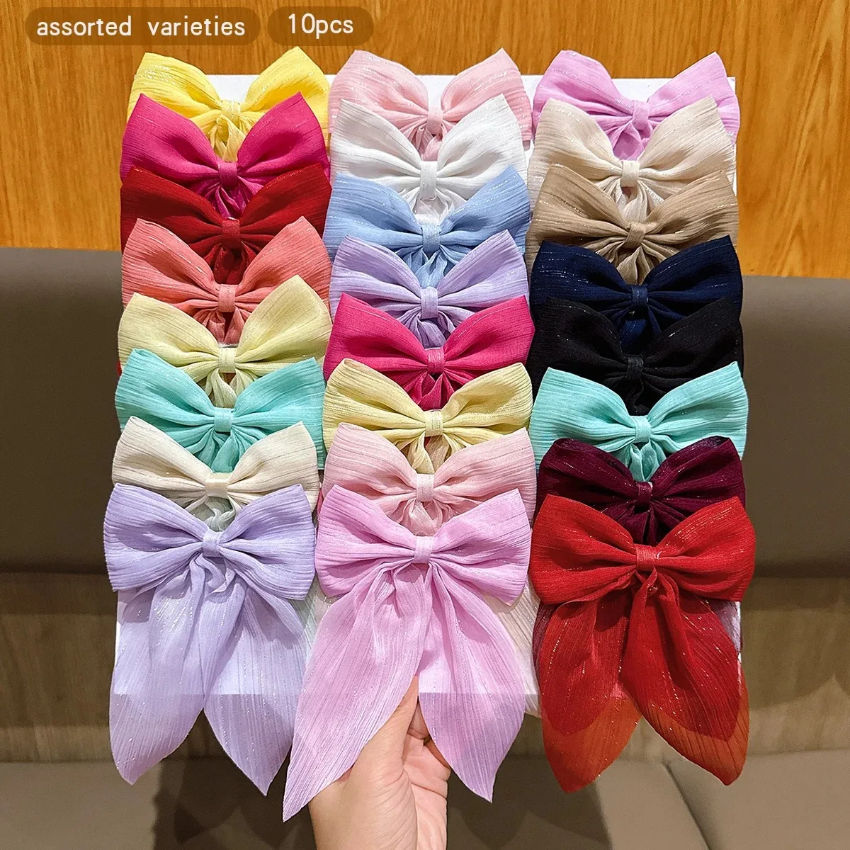 10 colors of random bow hair clips, Elegant, Versatile, Simple, and Casual.for Daily Hairstyles