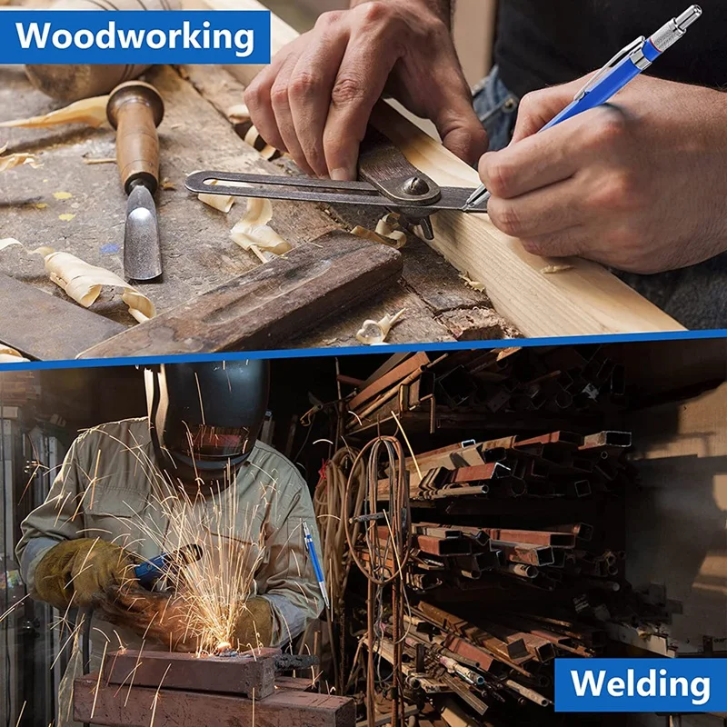 أقلام رصاص ميكانيكية علامة معدنية مع مبراة البناء لأنبوب مجرب لحام الصلب البناء تصنيع النجارة