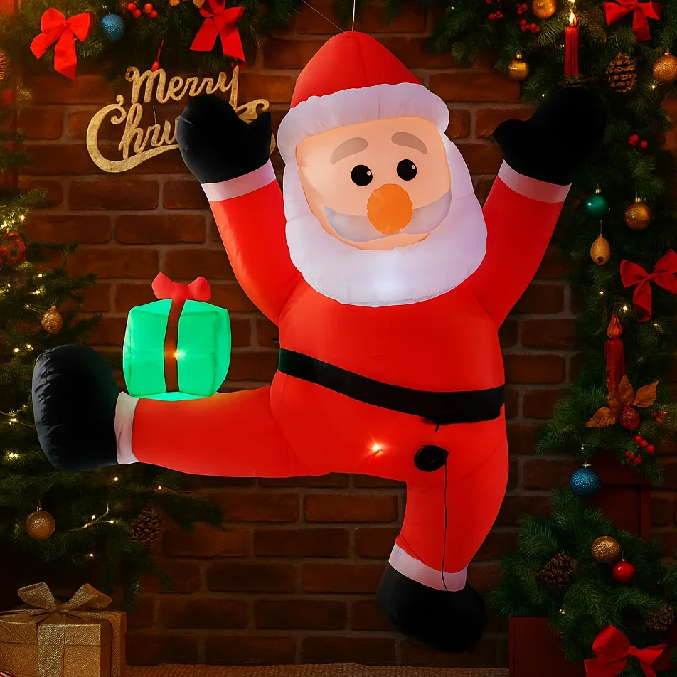 1.6M/5.2FT 크리스마스 장식품 풍선 장난감 산타클로스 벽타기 집 마당 장식 LED 장식 크리스마스 파티 장난감