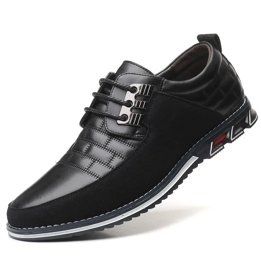 Men Casual Shoes Fashion Brand Classic Casual Men Pu Leather Shoes Black Hot Sale Breathable Business Lace-Up Men Shoes Big Size