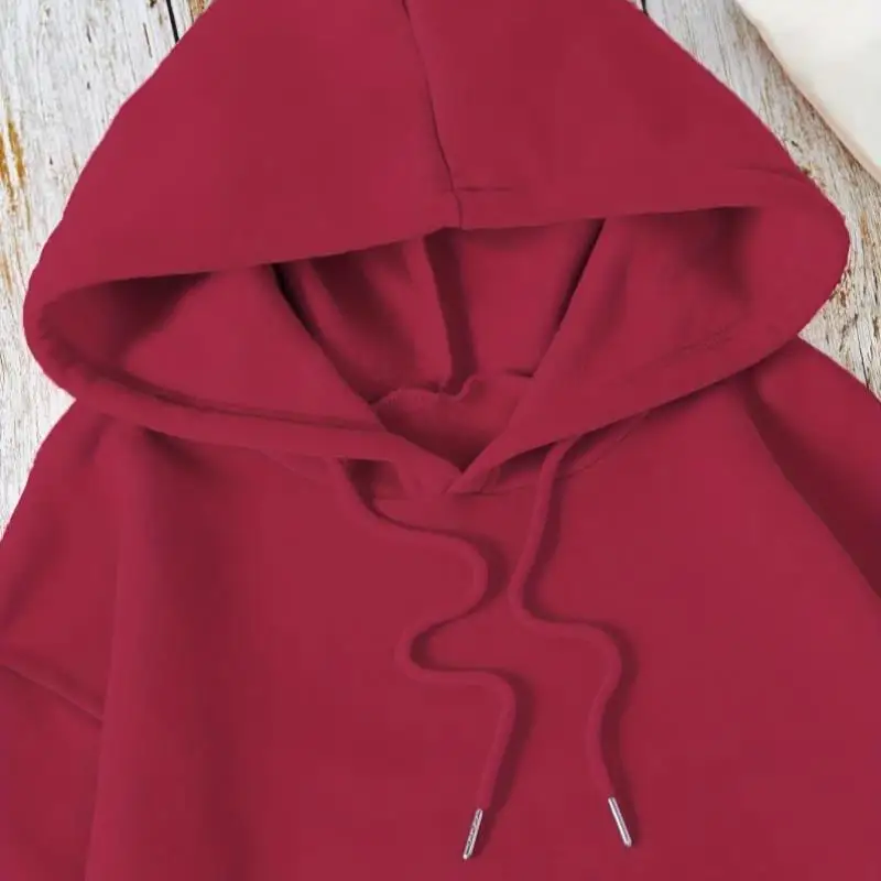 Gezellige polyester oversized dameshoodie, casual, comfortabel, Princ Sve Ne Thiened Winter Faion, vrouwen van middelbare leeftijd