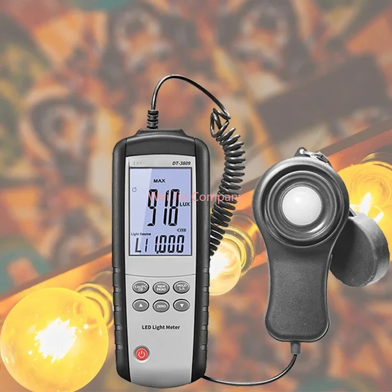 Digital LED Light Meter 40-40000Lux/FC LED Light Intensity Meter Measures All Visible Light 1.5M Sensor Cable JIS/CNS Certified