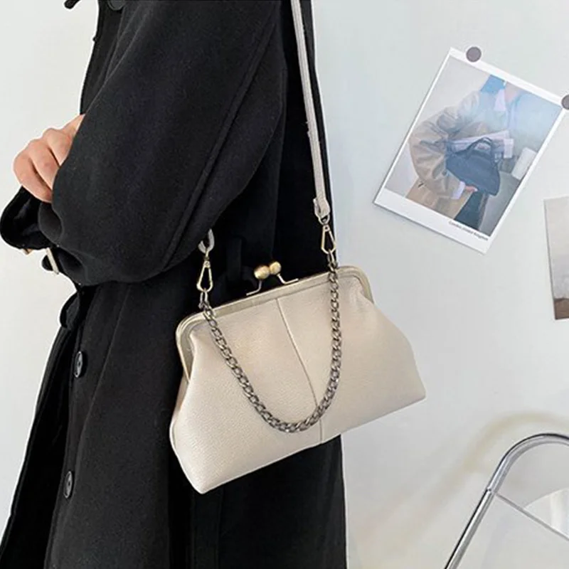 Elegant PU Women Small Shoulder Bag Luxury Designer Clip Clutch Retro Ladies Purse and Handbags Crossbody Bags Soft leather