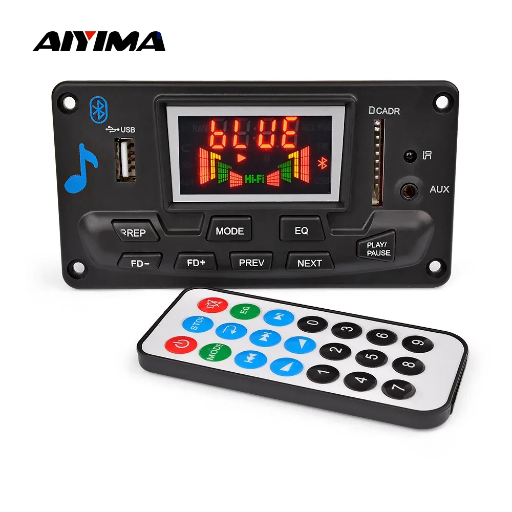 AIYIMA 12V Bluetooth MP3 Decoder Audio Module Spectrum Display Lossless APE Decoding Support APP EQ FM AUX Car Accessories