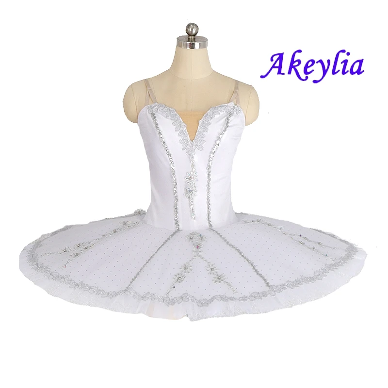 Akeylia-tutú de hada para niña, Traje de ballet de terciopelo, 7 capas, blanco y plateado, 20097