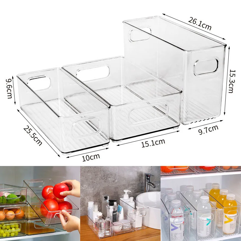 Transparent Refrigerator Storage Box Vegetable Fruit Organizer Fridge Clear Container for Kitchen Food Drinks Storage