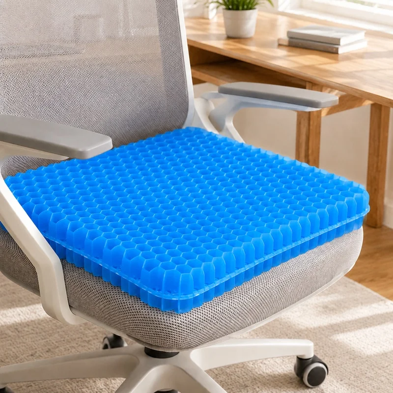 Ergonomic Gel Honeycomb Seat Pad for Tailbone Relief and Back Comfort, Pressure-Absorbing Cushion for Office Chair, Car, and