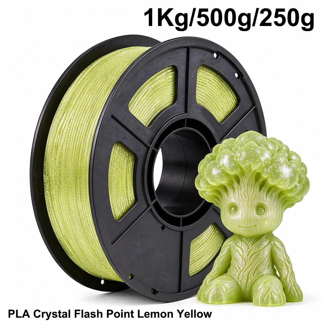 PLA Crystal Flash Point Lemon Yellow 3D Printer Filament 1.75mm Pla Transparent Flash yellow 250g 500g 1Kg 3D Printer Material