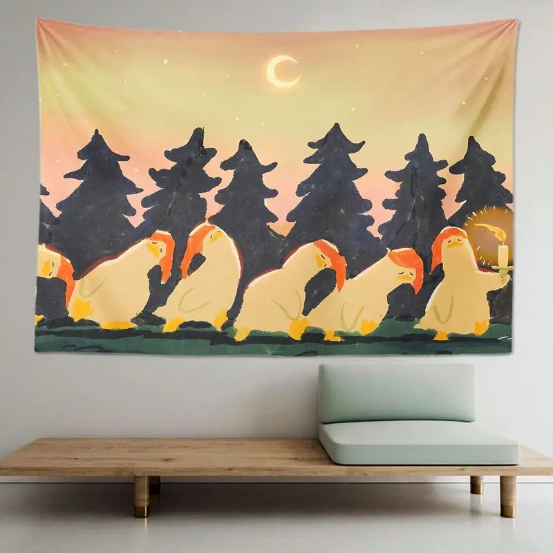 VIKAMA Tired Duck Funny Tapestry, Cute Lazy Animal Wall Hanging for Bedroom Dorm Cozy Minimalist Decor