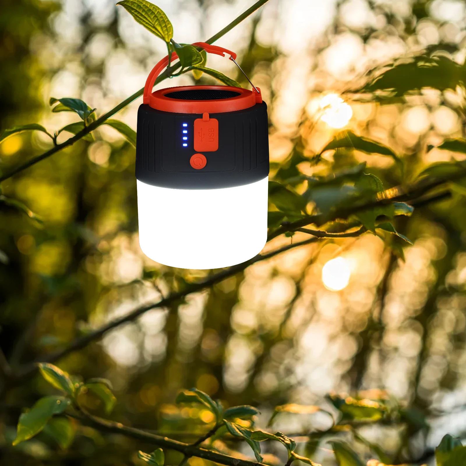 

Solar LED Tent Lamp Portable Bright Rechargeable Camping Lantern Emergency Light Black Travel Outdoor H held Practical