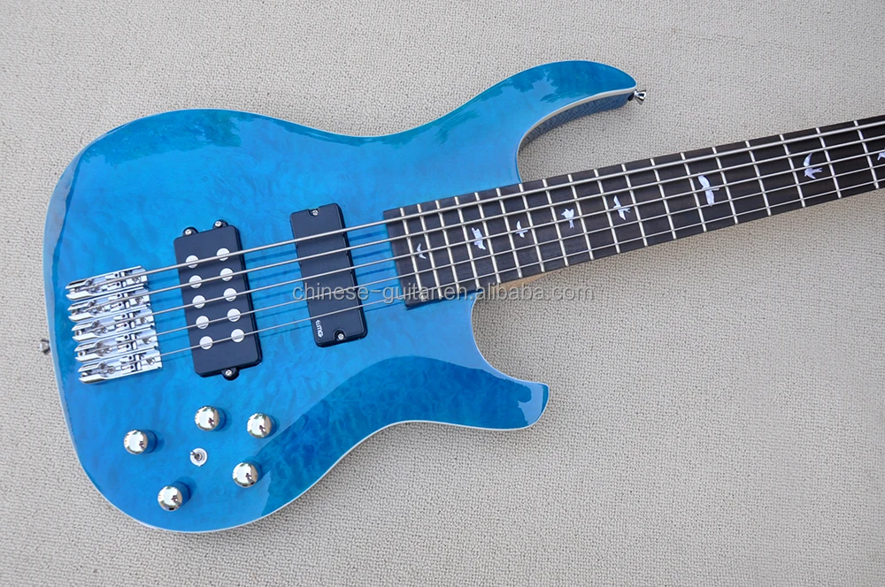 Flyoung Blue 5 Strings Electric Bass Guitar Profetional Bass Guitar Quantity Maple veneer Bass