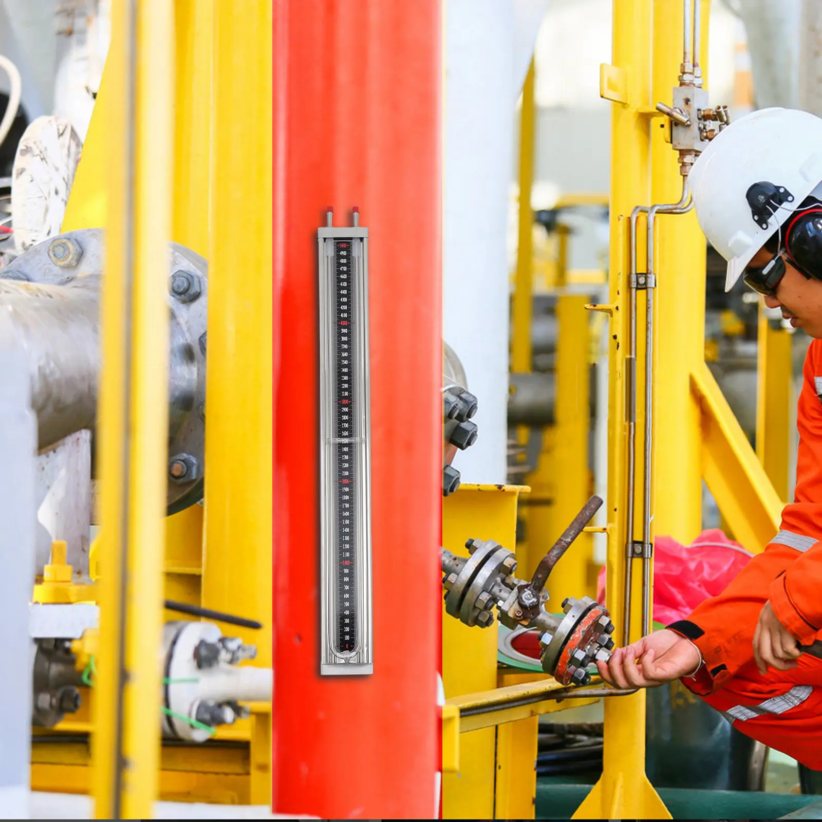 Differential Pressure Gauge 0 to 5000 Pa U Shaped Steel Manometer for Industrial Gas Pipe Air Vacuum Testing