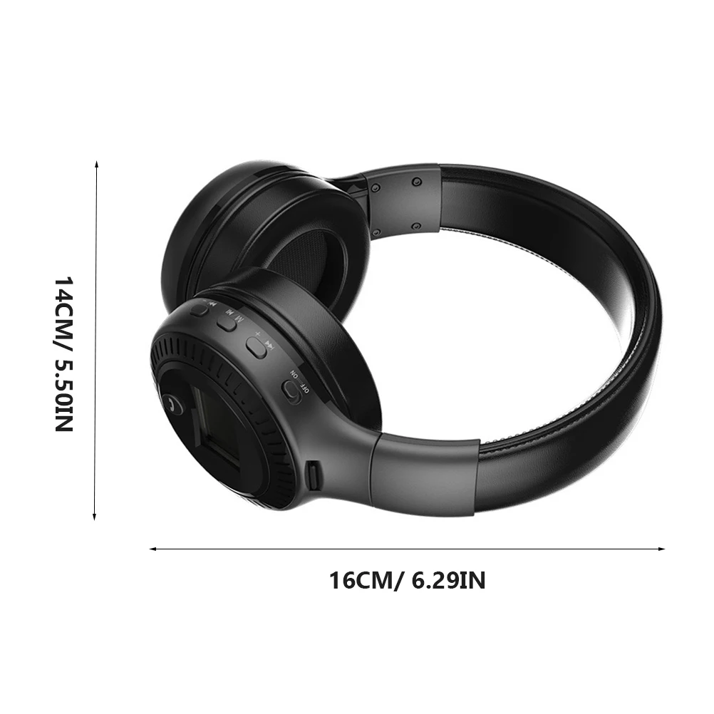 

Wireless Earphones Over Ear Headphones Microphone Support Card Handsfree Radio Mp3 Wav Wma Portable Foldable Black