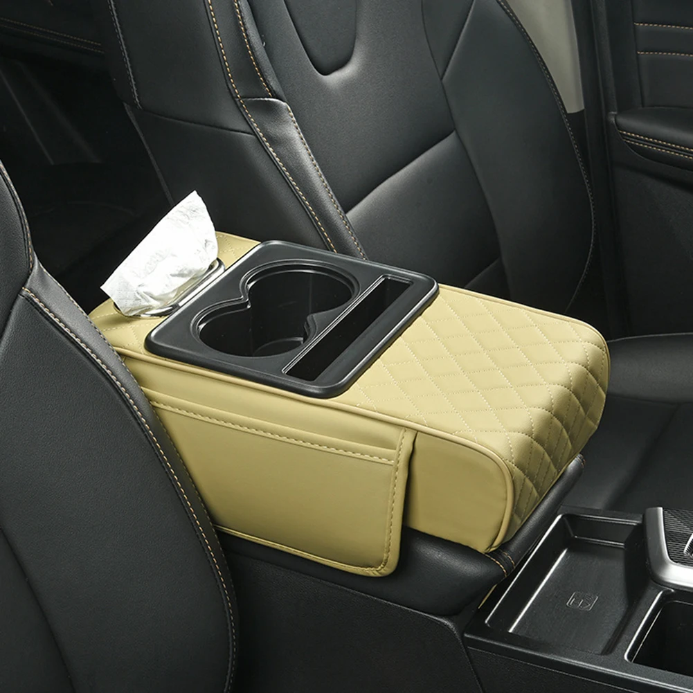 Elbow Support Car Console Cover For Comfortable Driving Beige Anti-Corrosion Comfortable Design Easy Installation