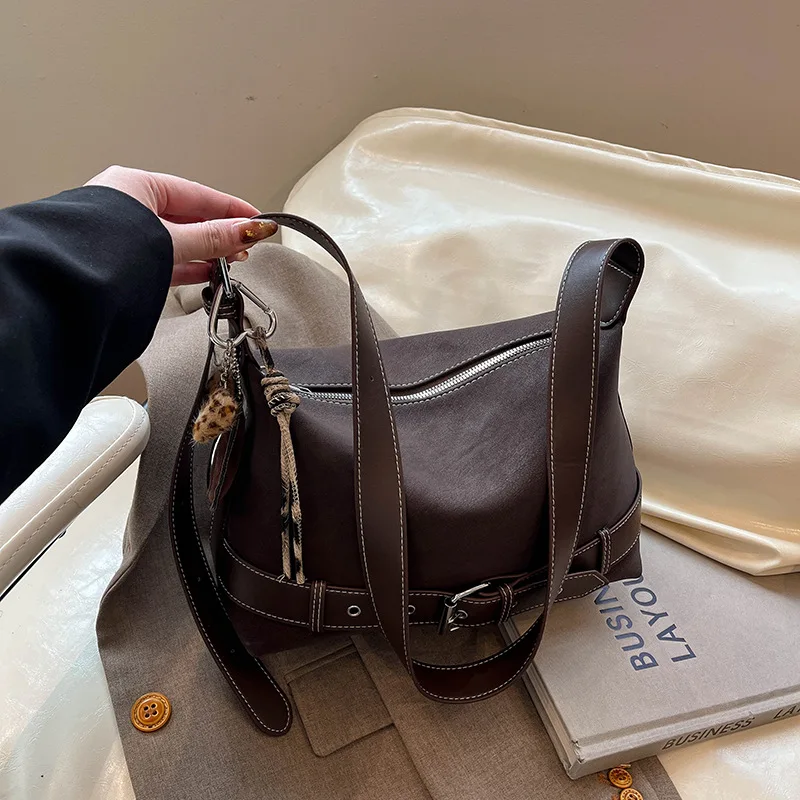 

2025 Niche Women‘s Crossbody Bag, Genuine Leather Multi-way Shoulder Purse, Vintage Chic Large Capacity Tote for Work