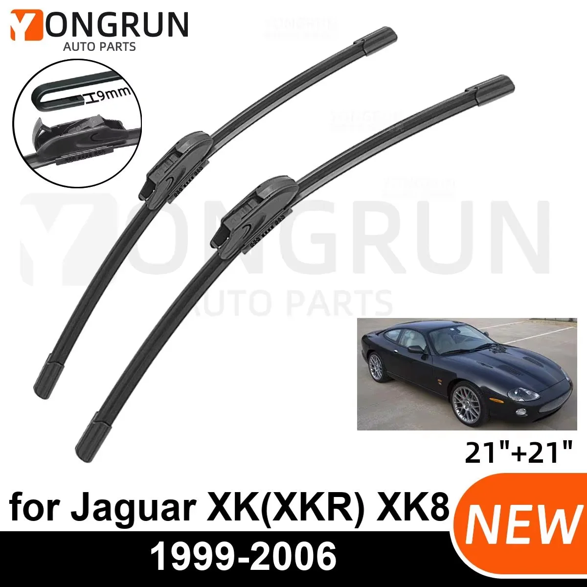 

YONGRUN 2PCS Car Wiper for Jaguar XK(XKR) XK8 1999-2006 Front Windshield Windscreen Wiper Blade Rubber Accessorie 1999 2000 2006