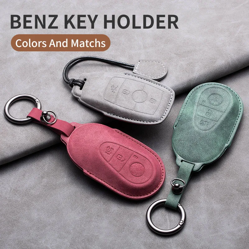 

Leather Car Key Case Cover For Mercedes Benz AMG C S E Class W206 W223 W213 S350 C260 C300 S400 S450 S500 Keychain Accessories