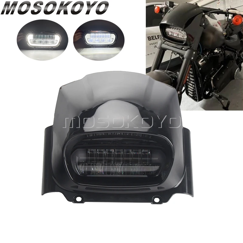 

LED Head Light Lamp Motorcycle Headlamp Front Cowl Headlight Fairing Cover For Harley Softail Fat Bob 114 FXFB FXFBS 2018-2022